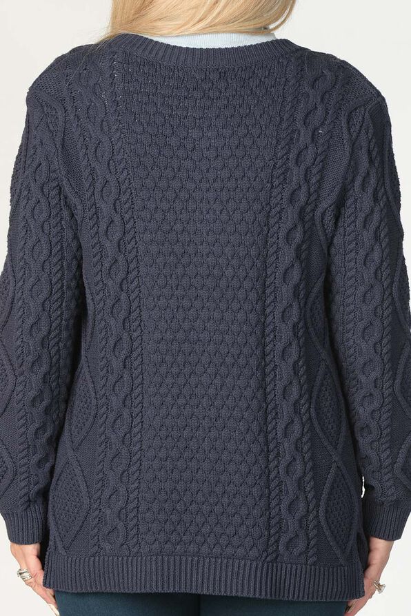 Classic Cable Cardi Sweater, Navy, original image number 2