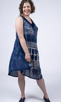 Sleeveless Crochet Neck Umbrella Dress, Navy, original image number 0