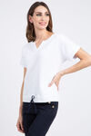 French Terry Short Sleeve Sweater , White, original image number 1