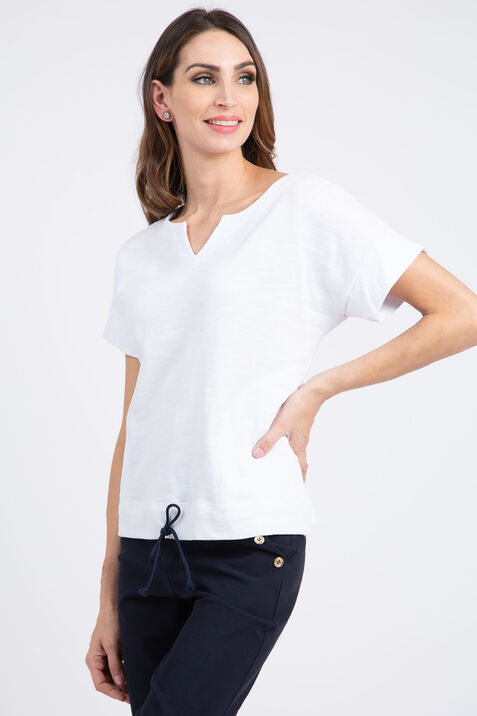 French Terry Short Sleeve Sweater , White, original
