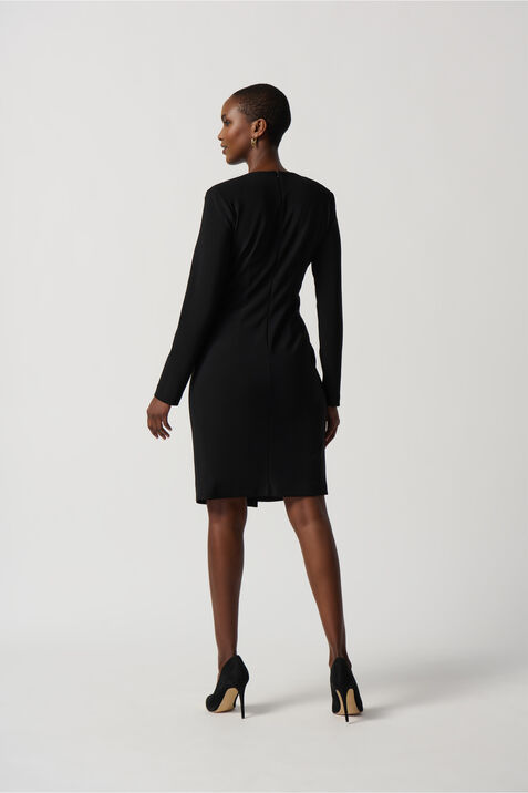 Knee Length Silky Knit Blazer Dress, Black, original
