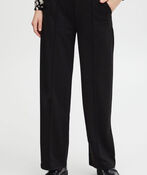 Straight Pocket Mid-Rise Wide-Leg Black Pants, Black, original image number 1