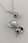 Pearl Swagger Necklace and Earring Set, Silver, original image number 2