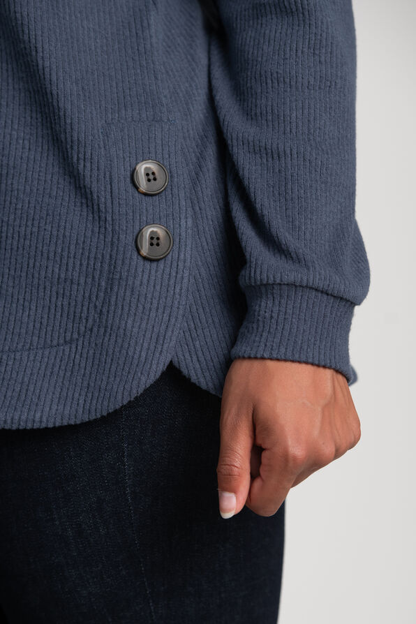 Long Sleeve Top w/ Buttons, Navy, original image number 2