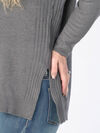 Side-Slit Turtleneck Sweater, Charcoal, original image number 1