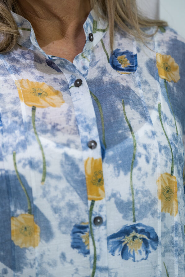 Floral Tunic Blouse , Blue, original image number 1