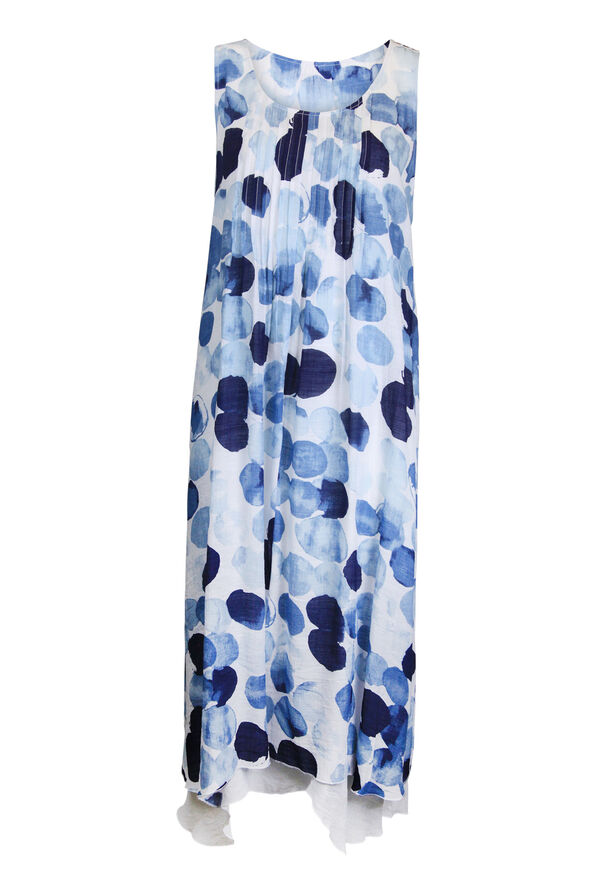 Sleeveless Layered Midi Dress with Pintuck, Blue, original image number 0