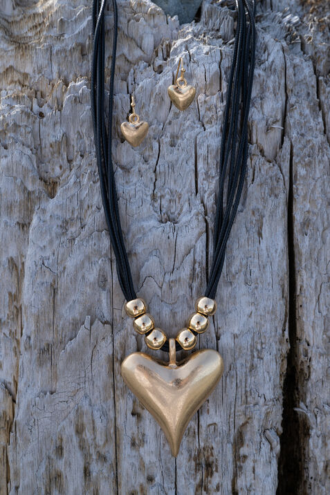 Hearts & Beads Necklace Set , Gold, original