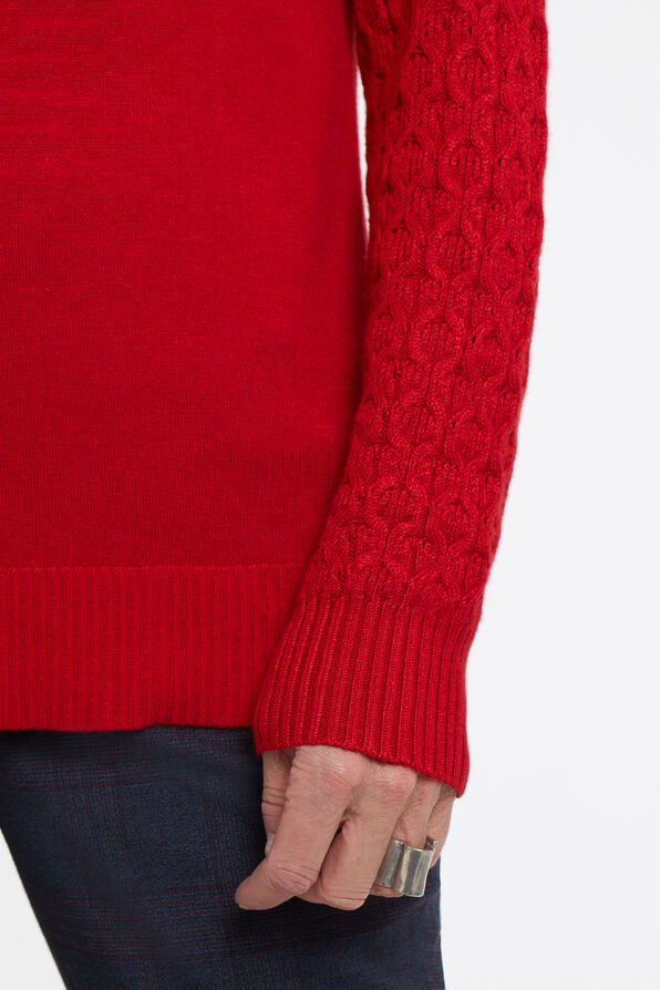 Pointelle Raglan Sweater, Red, original image number 2