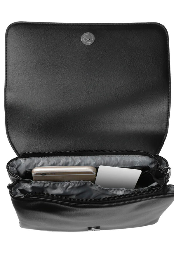 Vegan Leather Crossbody Bag, Black, original image number 1
