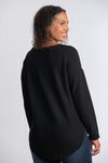 Long Sleeve Dropped Shoulder Knit Sweater , Black, original image number 1