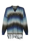 Long Sweater with Fringe, Blue, original image number 0