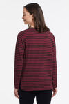 Basic Striped Knit Casual Stretchy Essential Shirt , Red, original image number 2