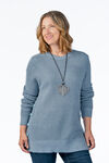Waffle Side-Buttons Tunic, Blue, original image number 0