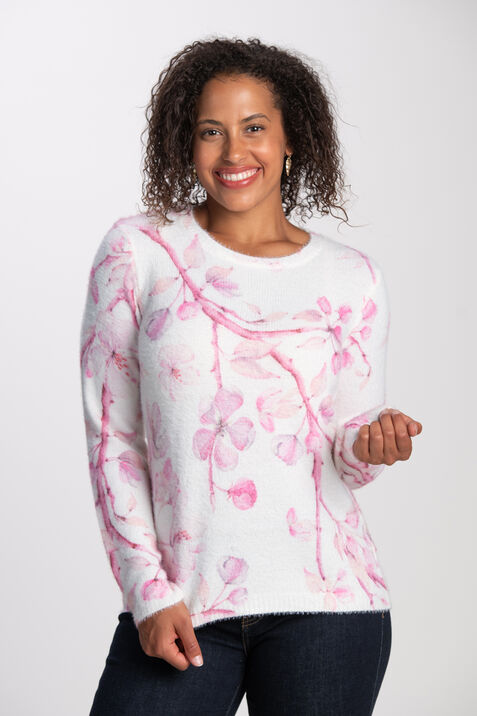 Long Sleeve Floral Sweater , Pink, original