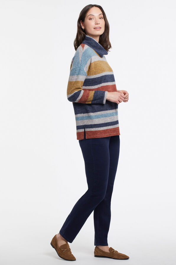 Colorful Stripe Cowl Sweater, Multi, original image number 2