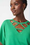 Dry Yarn Sweater w/ Neck Cutout, Green, original image number 1