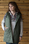 Quilted Diamond Fall-To-Winter Hooded Puffer Vest, Olive, original image number 0