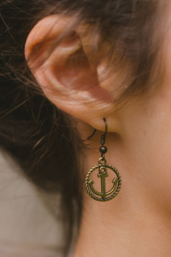 Rope Anchor Earring, Gold, original image number 1