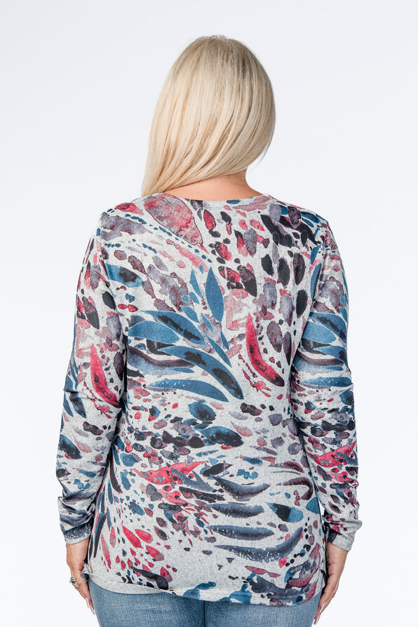 Multi-Print Multi-Colored Feathery Heathered Shirt , Multi, original image number 1