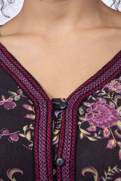 Floral Blouse w/ Embroidery , Purple, original