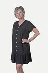 Flutter Sleeve Button Front Dress, Black, original image number 1