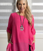 ¾ Sleeve Layered Tunic w/ Buttons, , original image number 0