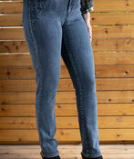 Slim-Leg Regular-Waist Embroidered-Studded Jeans, Denim, original image number 1
