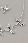 Dainty Dragonfly Necklace and Earring Set, Silver, original image number 2