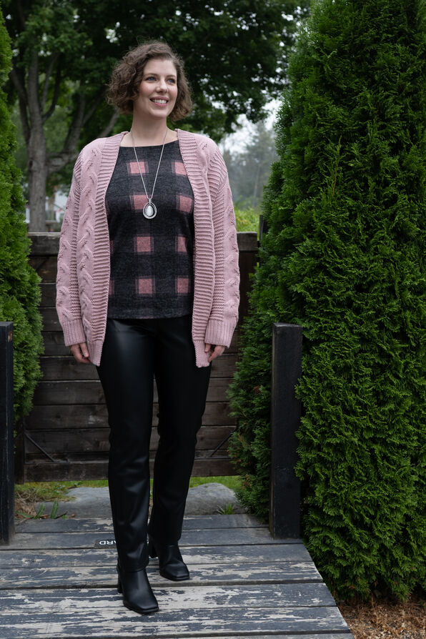 Cable-Knit  Braided Cardigan , Pink, original image number 2