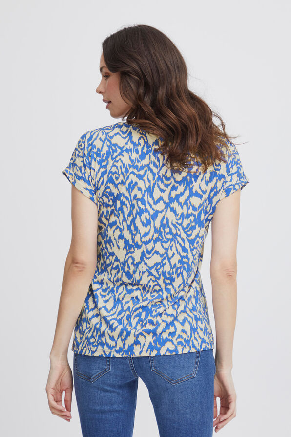 Printed Short Sleeve Shirt, Blue, original image number 1