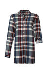 Plaid Button-down Tunic, Navy, original image number 0