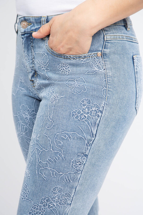 Audrey Girlfriend Embroidered Ankle Jeans, Denim, original image number 4