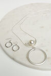 Classic Circle Pendant Necklace Set, Silver, original image number 1