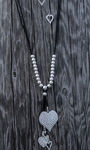 Hanging Hearts Necklace Set , Silver, original image number 0