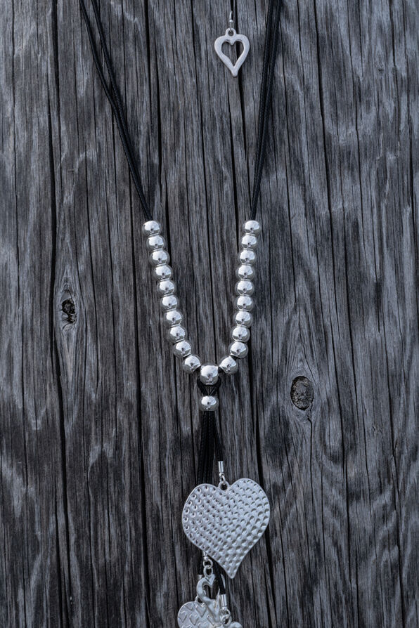 Hanging Hearts Necklace Set , Silver, original image number 0
