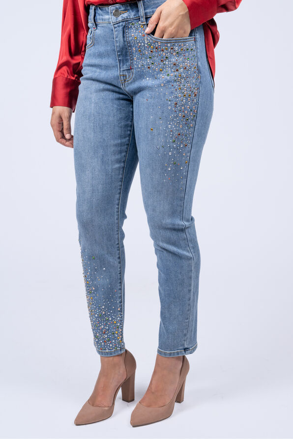 Audrey Colored Bling Ankle Jeans , Denim, original image number 1