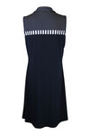 Fit and Flare Dress with Mid-Zip and Collar, Navy, original image number 1