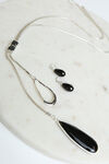 Black Onyx Necklace Set, Silver, original image number 1