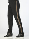 Taupe Stripe Athleisure Luxe Sweatpants, Black, original image number 0