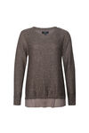 Sequins Dusted Sweater with Chiffon Underlay, Taupe, original image number 0