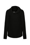 Gia Cable Knit Sweater with Cowl Neck, Black, original image number 0