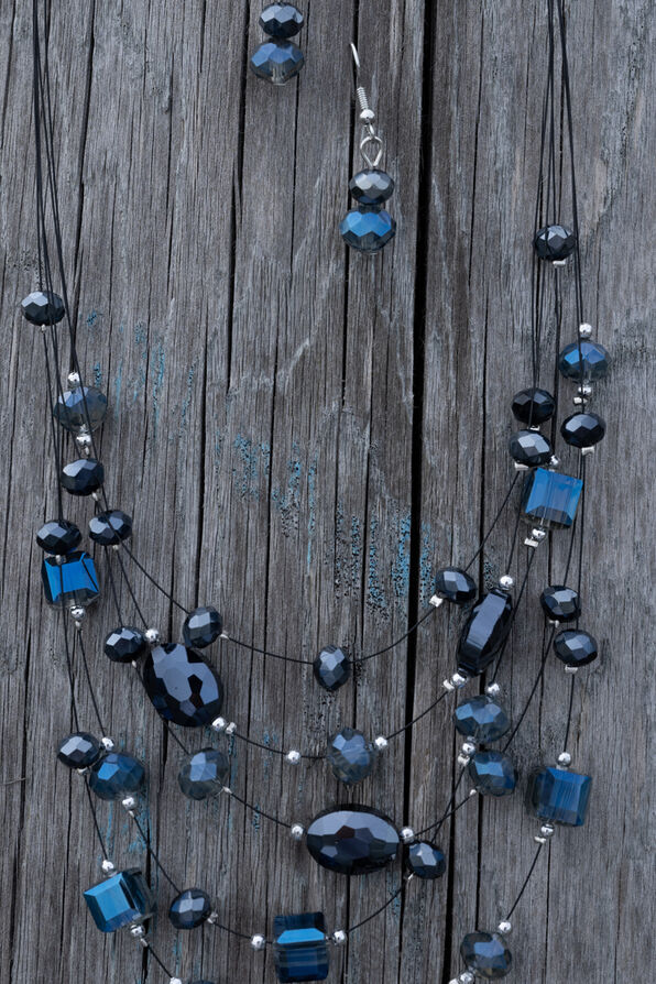 Multi-Strand Gem Necklace Set, Multi, original image number 0