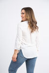 ¾ Sleeve Button-Up Blouse, White, original image number 2