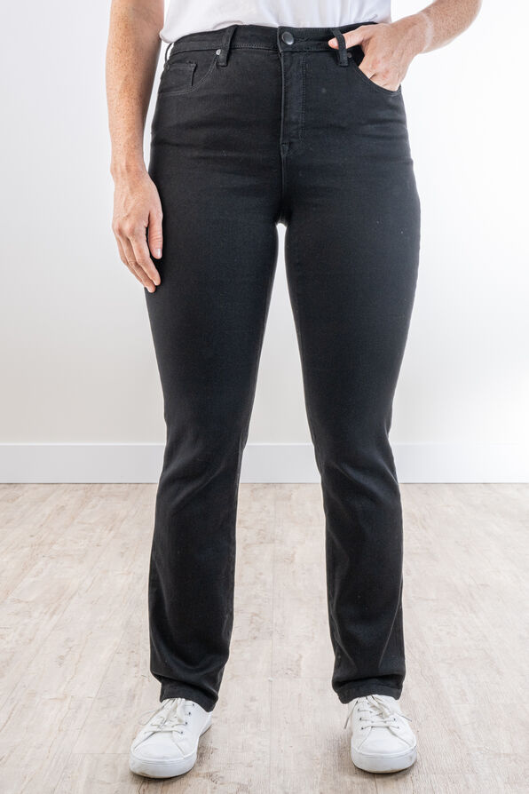 Basic Pull-On Knit Taper-Leg Stretch Jegging Jeans, Black, original image number 3
