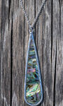 Abalone Inlay Teardrop Necklace Set, Silver, original image number 2