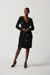 Knee Length Silky Knit Blazer Dress, Black, original image number 3
