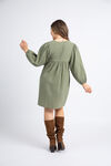 Knee Length Crinkle Gauze Dress, Olive, original image number 2