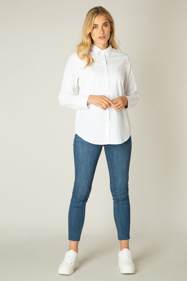 Long Sleeve Button-Up Blouse , White, original image number 2