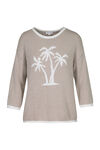 Palm Tree Knit Sweater with Roll Neck, Taupe, original image number 3